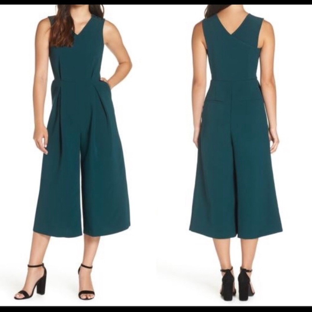 CAARA green wide leg jumpsuit size large